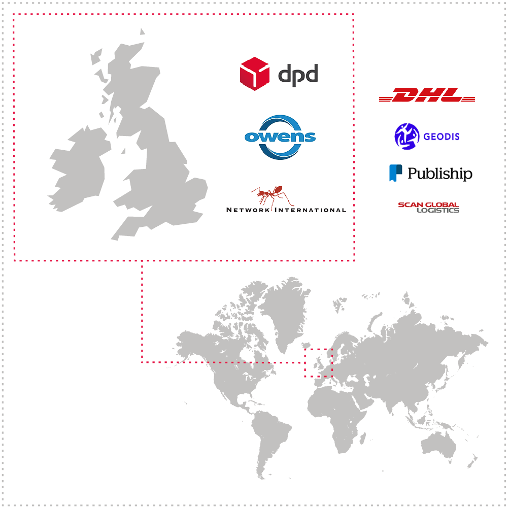World map showing which shipping companies MDL use for their deliveries